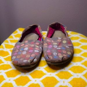 Toms Canvas Brown Polka Dot Shoes Size 8.5